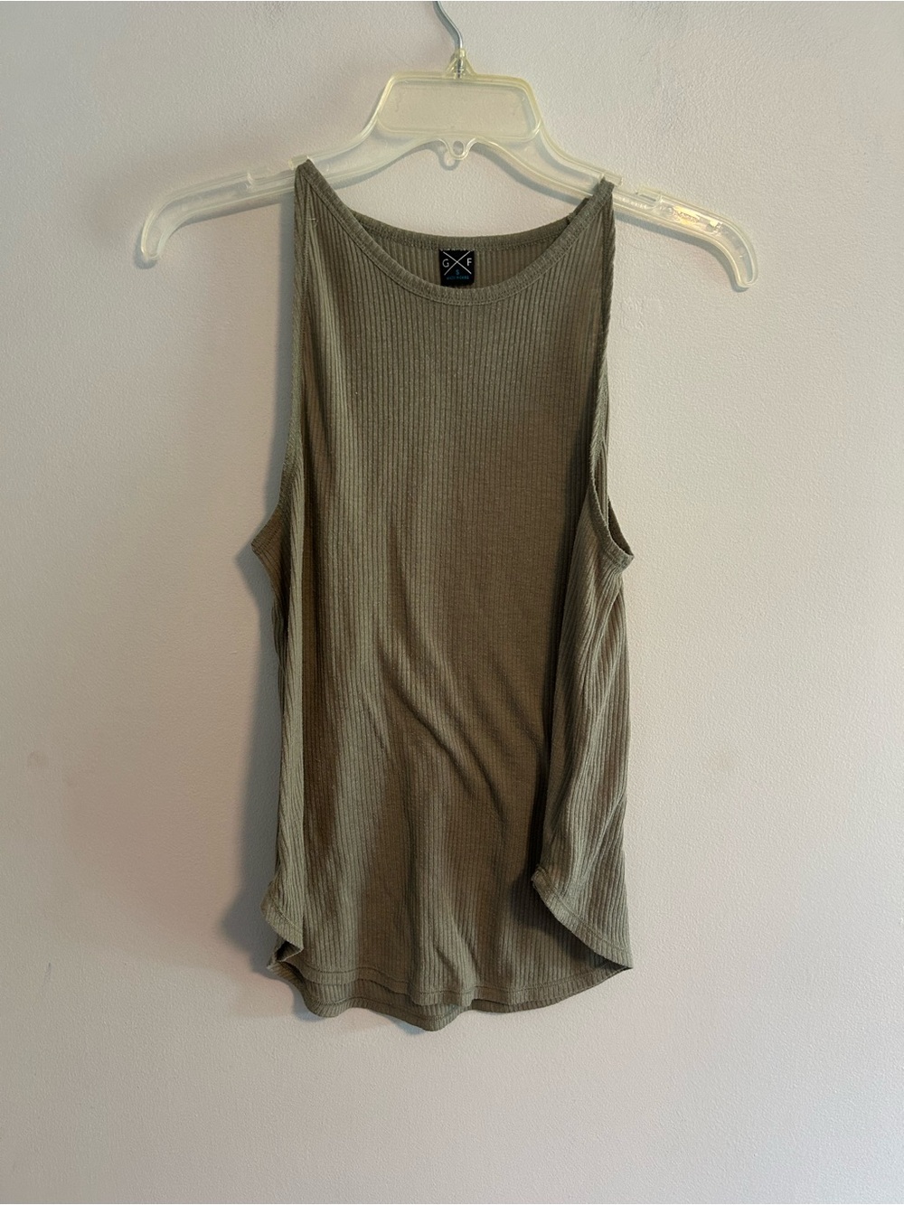 Gentle fawn small Ribbed Olive Green Sleeveless high neck Tank Top